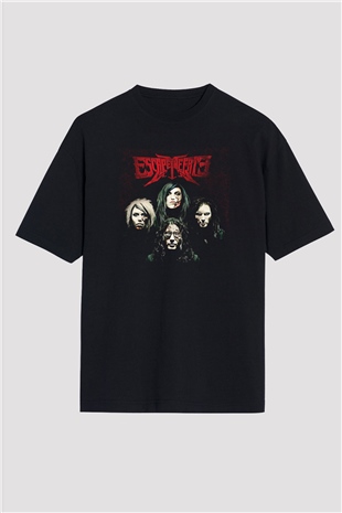 Escape the fate Baskılı Unisex Siyah Oversize Tişört - Tshirt