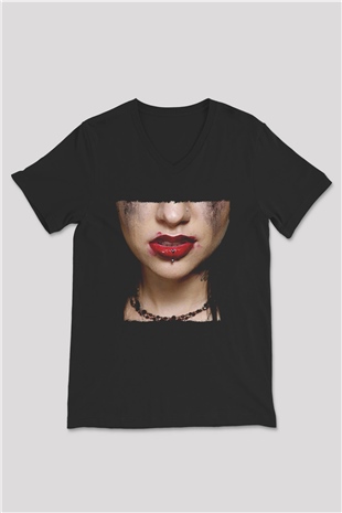 Escape the fate Baskılı Unisex Siyah V Yaka Tişört - Tshirt
