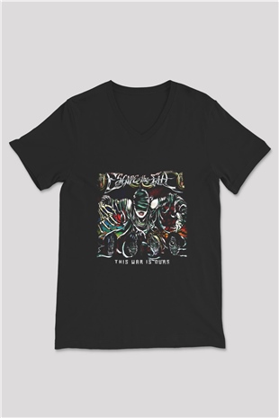 Escape The Fate Baskılı Unisex Siyah V Yaka Tişört