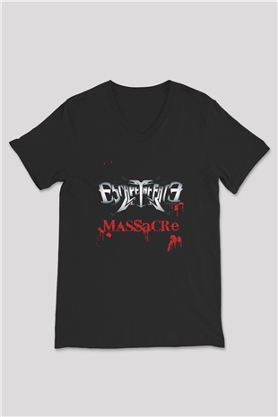 Escape The Fate Baskılı Unisex Siyah V Yaka Tişört