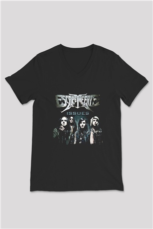 Escape The Fate Baskılı Unisex Siyah V Yaka Tişört