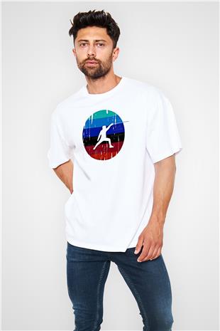 Eskrim Baskılı Unisex Beyaz Oversize Tişört - Tshirt