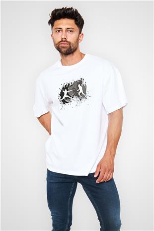 Eskrim Baskılı Unisex Beyaz Oversize Tişört - Tshirt