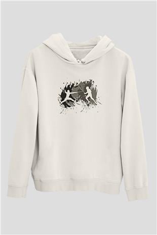 Eskrim Baskılı Unisex Ekru Hoodie