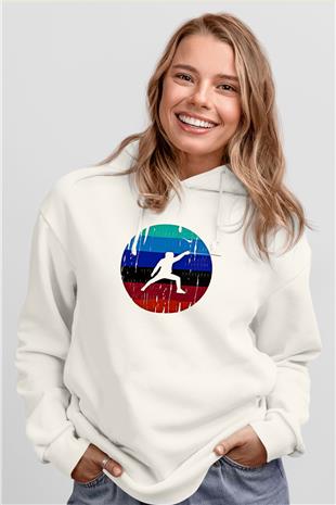 Eskrim Baskılı Unisex Ekru Hoodie