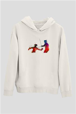 Eskrim Baskılı Unisex Ekru Hoodie