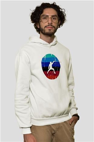 Eskrim Baskılı Unisex Ekru Hoodie
