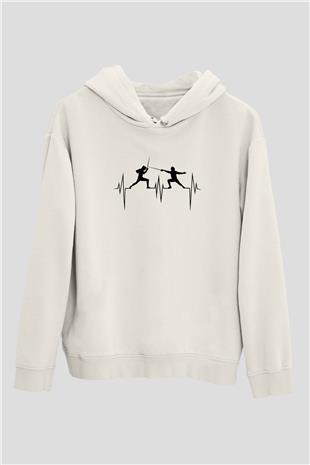 Eskrim Baskılı Unisex Ekru Hoodie