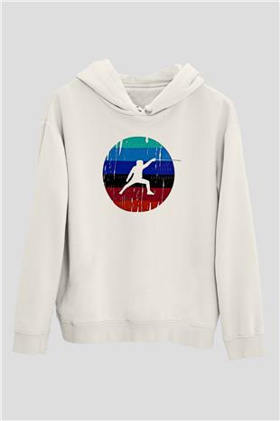 Eskrim Baskılı Unisex Ekru Hoodie