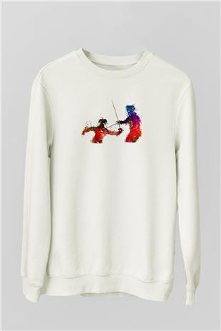 Eskrim Baskılı Unisex Ekru Sweatshirt