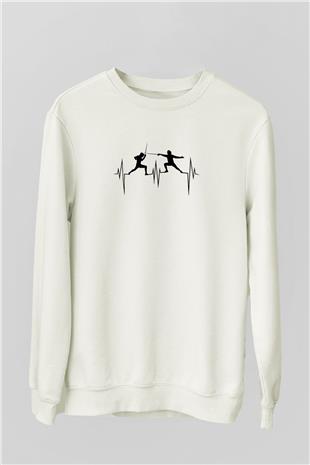 Eskrim Baskılı Unisex Ekru Sweatshirt