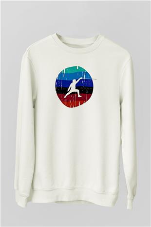 Eskrim Baskılı Unisex Ekru Sweatshirt