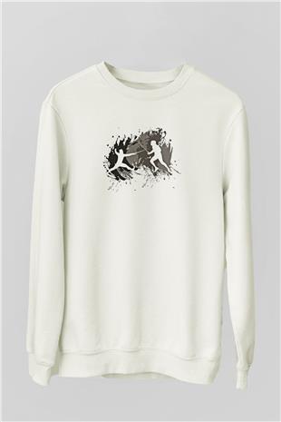 Eskrim Baskılı Unisex Ekru Sweatshirt
