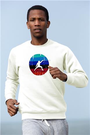Eskrim Baskılı Unisex Ekru Sweatshirt