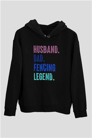 Eskrim - Fencing Baskılı Unisex Siyah Hoodie