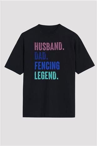 Eskrim - Fencing Baskılı Unisex Siyah Oversize Tişört