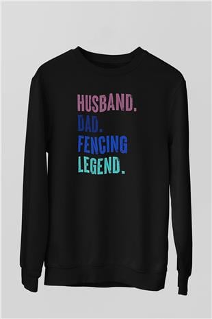 Eskrim - Fencing Baskılı Unisex Siyah Sweatshirt