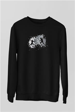 Eskrim - Fencing Baskılı Unisex Siyah Sweatshirt