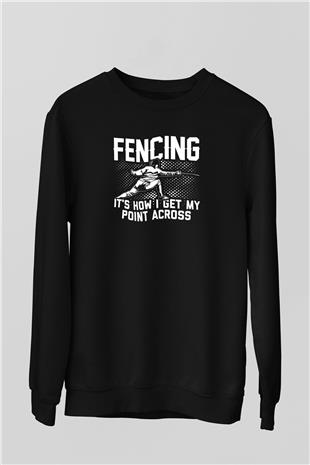 Eskrim - Fencing Baskılı Unisex Siyah Sweatshirt