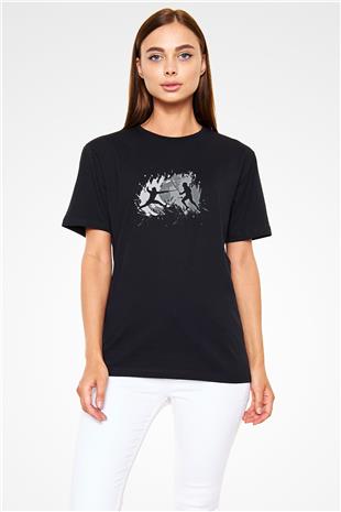 Eskrim - Fencing Baskılı Unisex Siyah Tişört - Tshirt