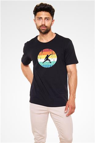 Eskrim - Fencing Baskılı Unisex Siyah Tişört - Tshirt
