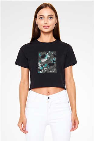 Etolojist Siyah Crop Top Tişört