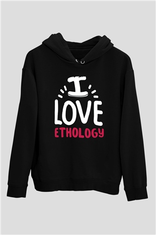 Etolojist Siyah Unisex Kapüşonlu Sweatshirt