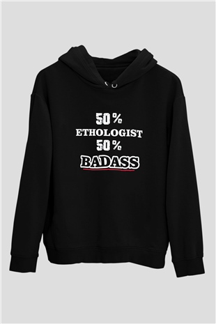Etolojist Siyah Unisex Kapüşonlu Sweatshirt