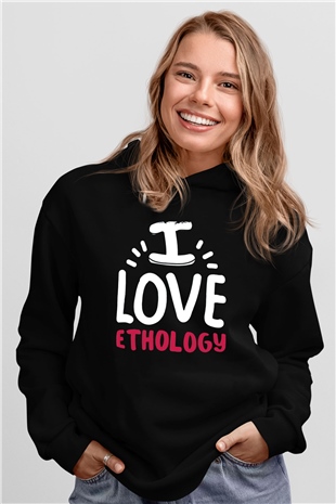 Etolojist Siyah Unisex Kapüşonlu Sweatshirt