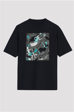 Etolojist Siyah Unisex Oversize Tişört T-Shirt