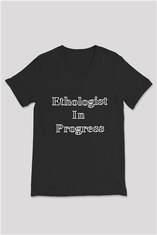 Etolojist Siyah Unisex V Yaka Tişört