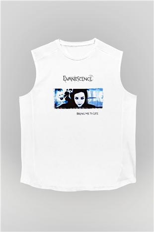 Evanescence Baskılı Unisex Beyaz Kolsuz Tişört