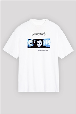 Evanescence Baskılı Unisex Beyaz Oversize Tişört