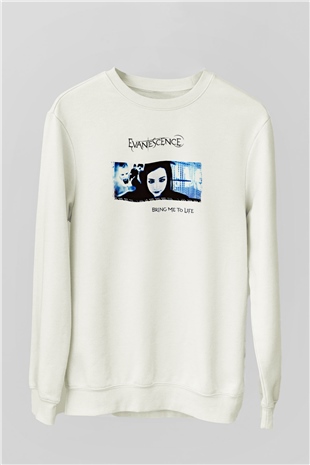 Evanescence Baskılı Unisex Beyaz Sweatshirt