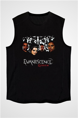 Evanescence Baskılı Unisex Siyah Kolsuz Tişört