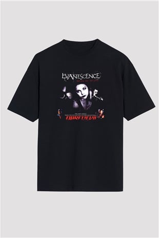 Evanescence Baskılı Unisex Siyah Oversize Tişört