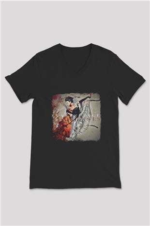 Evanescence Baskılı Unisex Siyah V Yaka Tişört
