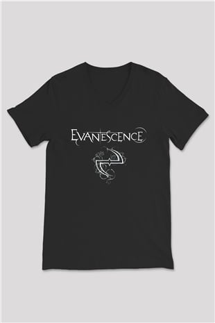 Evanescence Siyah Unisex V Yaka Tişört T-Shirt