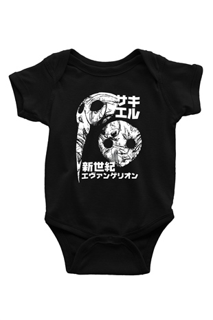 Evangelion Baskılı Unisex Siyah Bebek Body - Zıbın