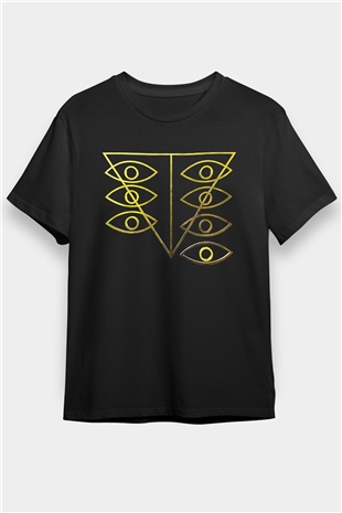 Evangelion Baskılı Unisex Siyah Tişört - Tshirt