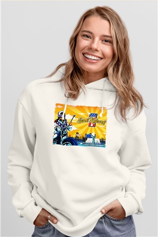 Evel Knievel Beyaz Unisex Hoodie