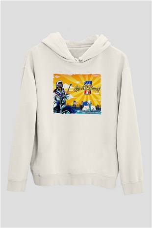 Evel Knievel Beyaz Unisex Hoodie