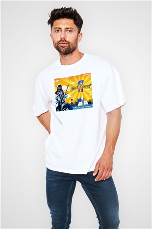 Evel Knievel Beyaz Oversize Tişört