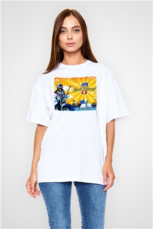 Evel Knievel Beyaz Oversize Tişört
