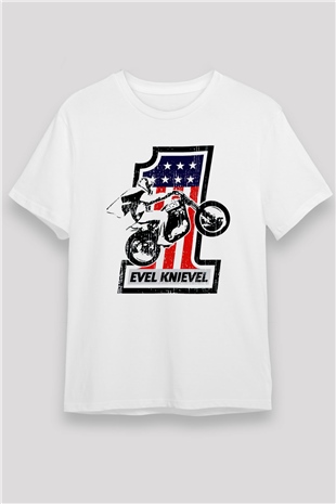Evel Knievel Beyaz Unisex Tişört