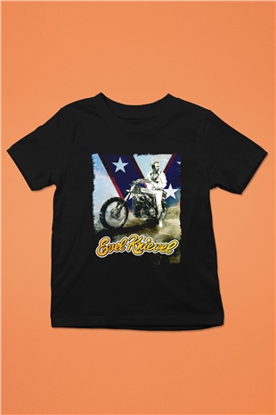 Evel Knievel Siyah Unisex  Çocuk Tişört