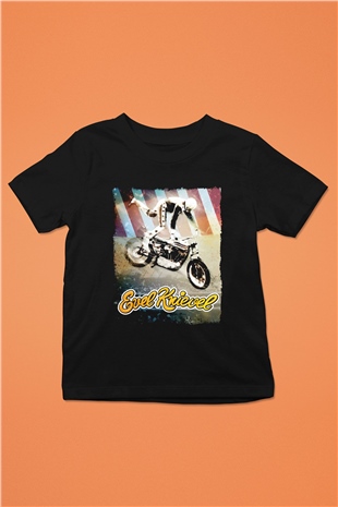 Evel Knievel Siyah Unisex  Çocuk Tişört