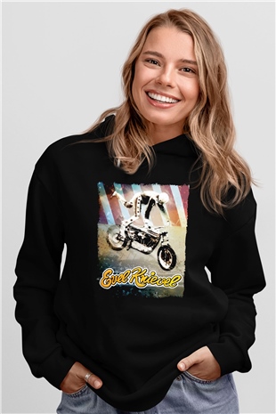 Evel Knievel Siyah Unisex Hoodie