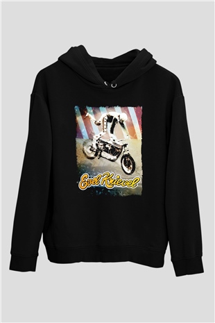 Evel Knievel Siyah Unisex Hoodie