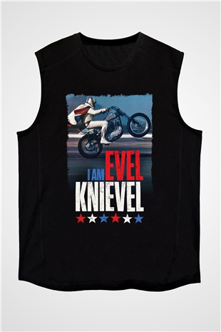 Evel Knievel Siyah Unisex  Kolsuz Tişört